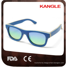 handmade China wholesale uv400 mirror lens polarized skateboard wood sunglasses